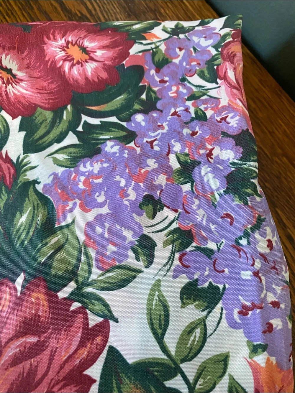 Vintage 1990s Colorful Floral Rose Shower Curtain Pink Purple Made In USA